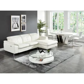 vente-unique Ecksofa aus Büffelleder – elfenbeinfarben – rechter Winkel