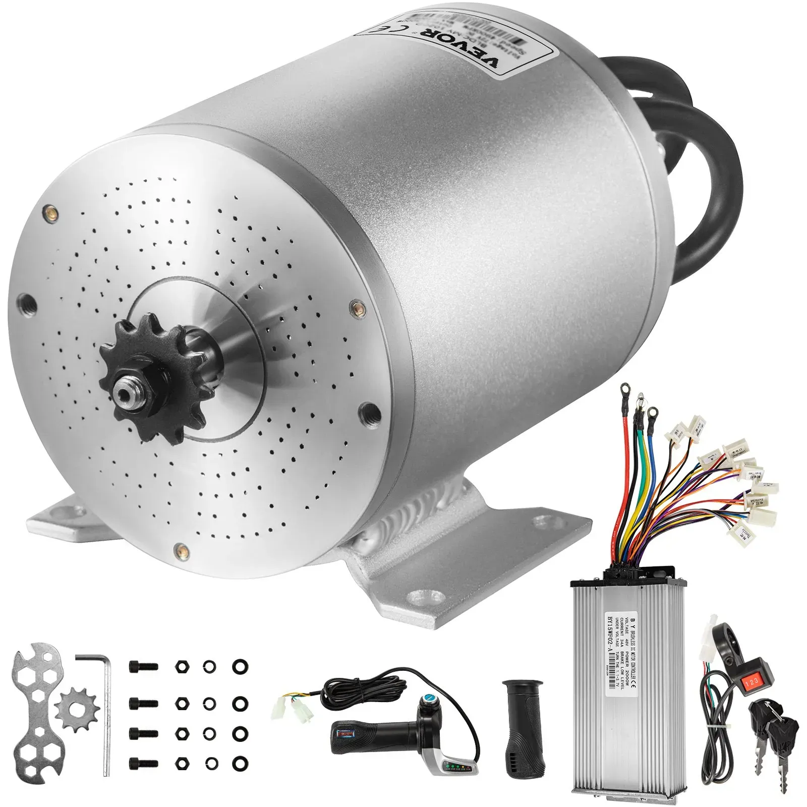 VEVOR Elektromotor Bürstenloser motor 48V 2000W Gleichstrommotor hohe Geschwindigkeit 4300 U/min Aluminiumlegierung mit Geschwindigkeitsregler