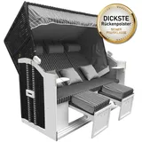 Brast XXL Strandkorb 3-Sitzer Usedom anthrazit/grau/gestreift