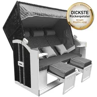 Brast XXL Strandkorb 3-Sitzer Usedom anthrazit/grau/gestreift