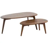 KADIMA DESIGN Couchtisch, Braun, Holz, Echtholz, Oval,Dreieckig, Stativgestell, 100x42x50 cm, Wohnzimmer, Wohnzimmertische, Beistelltische