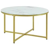 [en.casa] Couchtisch Uppvidinge 45x80cm Marmor, weiß / Gold