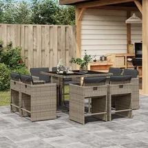 vidaXL Garten-Essgruppe 9-tlg. Grau