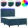 vidaXL Boxspringbett mit Matratze & LED Dunkelblau 140x200 cm Samt