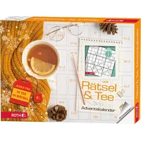 ROTH Rätsel + Tee-Adventskalender 2023 gefüllt mit hochwertigem Tee und Rätselbuch,Teebeutel-Kalender für die Vorweihnachtszeit