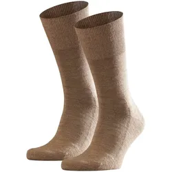 FALKE Herren Socken 2er Pack - Airport Plus, Kurzstrumpf, Freizeit- und Business-Socken, Unifarben Beige 45-46