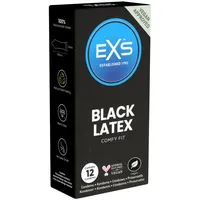 EXS Black Latex 12 schwarze Kondome aus Latex - anatomische Form für mehr Komfort - schwarzes Latex