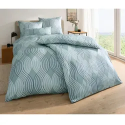 Bettwäsche DORMISETTE Gr. 1, blau (bleu, bedruckt), B/L: 135cm x 200cm, , Mako-Satin, B/L: 80cm x 80cm, Mako-Satin, 100% Baumwolle, Bettwäsche