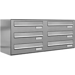 AL Briefkastensysteme 6 Fächer Premium Edelstahl Durchwurf Briefkasten Anlage für Post Post A4, modern, robust, wetterfest, Artikelnummer: 132V6DZ2