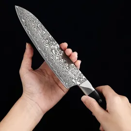 Zayiko Black Edition 3er Messer-Set I Klingen I dunkler Damast I Pakkaholz
