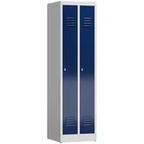 Lüllmann Spind komplett montiert grau/blau 180x50x50cm Stahl-Spindschrank Kleiderspind Gaderobenschrank 2 türig Spint X-510101