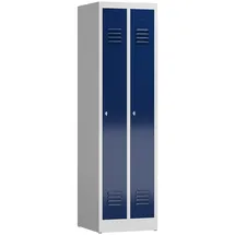 Lüllmann Spind komplett montiert grau/blau 180x50x50cm Stahl-Spindschrank Kleiderspind Gaderobenschrank 2 türig Spint X-510101
