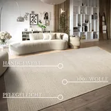 Villeroy & Boch Wollteppich Francois - Natur Wohnzimmerteppich - Handgewebt & Natürlich - Boho Teppich Wolle für Wohnzimmer, Schlafzimmer, Esszimmer, Flur, Küche – Natur Weiß, 80x150cm
