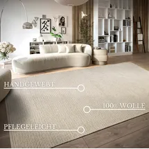 Villeroy & Boch Wollteppich Francois - Natur Wohnzimmerteppich - Handgewebt & Natürlich - Boho Teppich Wolle für Wohnzimmer, Schlafzimmer, Esszimmer, Flur, Küche – Natur Weiß, 80x150cm