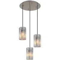 GLOBO Hängeleuchte Glas silber Pendelleuchte Modern Esszimmerlampe 3-Flammig, Metall,