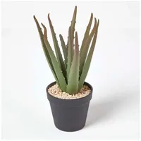 Homescapes - Klein Künstliche Echte Aloe Vera in schwarzem