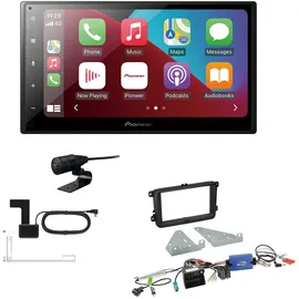 EHO Pioneer SPH-DA160DAB 2-DIN Autoradio CarPlay Android Auto Bluetooth DAB USB passend für Volkswagen VW T5 Transporter 2003-2015 runde Ecken, schwarz inkl Canbus + LFB