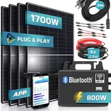 sunniva SUNNIVA® Balkonkraftwerk 1700W/800W Solaranlage, 800W TSUN Micro Wechselrichter mit Wifi Bluetooth, upgradebar drosselbar, 4 x 425W Solarmodule, 5m Kabel, Photovoltaikanlage PV, steckerfertig