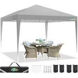 COBIZI Pavillon 3x3, Faltpavillon 3x3 Wasserdicht Stabil, Partyzelt 3x3 Gartenpavillon UV-Schutz 50+ Pavillion Klappbar 3x3m Pop up Pavillon mit 4 Sandsäcke für Camping, Strand, Familientreffen (Grau)