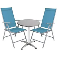 Mojawo® 3-teiliges Bistroset Bistrogarnitur Balkonset Silbergrau / Patrol