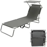 Spetebo 3-Bein Gartenliege Sonnenliege 186 x 55 x 24 cm Dunkelgrau