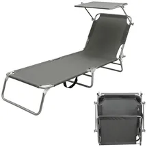 Spetebo 3-Bein Gartenliege Sonnenliege 186 x 55 x 24 cm Dunkelgrau