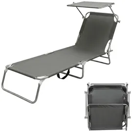 Spetebo 3-Bein Gartenliege Sonnenliege 186 x 55 x 24 cm Dunkelgrau