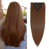 SEGOHAIR Clip In Extensions Haarverlängerung SET 8Pcs 18 Clips Voller Kopf Wie Echthaa Glatt - Synthetisches Haarteil Für Damen 23"(58cm) Helles Auburn