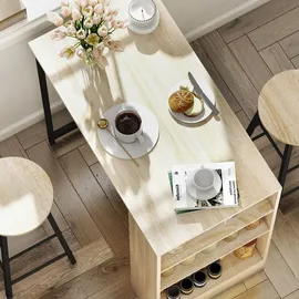 Homcom Bartisch Set Bartisch mit Barhocker-Set Küchentresen mit 2 Barstühlen und Fußstütze Moderner Küchentisch mit 4 Verstellbaren Ablagen - Braun/Schwarz