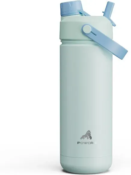 POWCAN by Meoky Sport-Trinkflasche mit zwei Öffnungen 18 Unzen (ca. 530 ml) mit Griff – Hellblau, Neujahrsangebot, Top-Geschenkempfehlungen