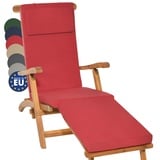 Beautissu Auflage für Deckchair LoftLux DC 175x45x5cm Luxus Polsterauflage für Gartenliege Auflage Liegestuhl Polster - Bezug Abnehmbar - Gartenmöbel Kissen Rot