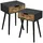 [en.casa] Beistelltisch 2er Set Östersund Wohnzimmertisch 60 x 40 x 30 cm Nachttisch mit Schublade Sofatisch Nebentisch Kaffeetisch Schwarz/Dunkler Holzton