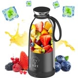 Mixer Smoothie Maker,500ml Tragbarer Mixer,Wiederaufladbarer Mini-Mixer,Juice Mixer Flasche,Multifunktionaler Persönlicher Mixer mit 6 Klingen für Shakes,Saft,Smoothie für Sport Reisen(Schwarz)