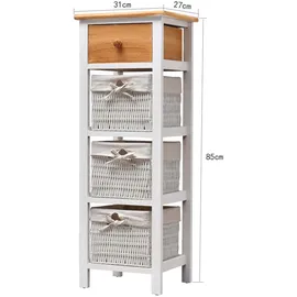 Mobili Rebecca Rebecca Mobili Badschrank Schubladenkommode 85 x 31 x 27 cm Weiß/Braun/Beige