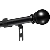 Gardinenstange Schwarz-Matt 67-107 cm, Vorhangstange Edelstahl mit Halterung, 16mm Durchmesser Gardinenstange Wandmontage,Curtain Pole