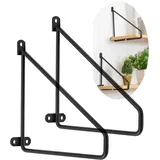 2 Stück Regal Halterung Dreieck Regalträger Wandkonsole Trennwand Tablarträger Wandmontage Regalhalterungen Schwimmende Unterstützung Halterung für Regale in Küche,Bücherregal (30cm,Black)