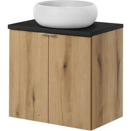 [en.casa] Waschtisch Skelbolu mit Türen 60x72x40 cm Eicheoptik/Schwarz [en.casa]