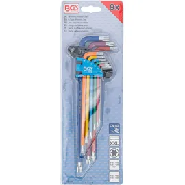 BGS Winkelschlüssel-Satz Multicolour extra lang T-Profil (für Torx) T10 - T50 9-tlg.