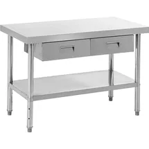 Better Home Edelstahltisch mit 2 Schubladen, ca. 120 x 60 x 80 cm