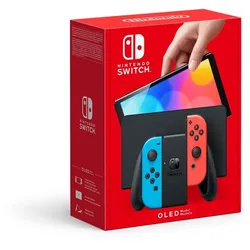 Nintendo Switch Konsole (OLED-Modell) bunt (neon rot/neon blau)