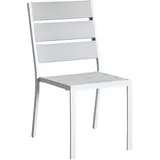 Domus Stile Modigliani Stuhl ohne Armlehne, Aluminium und Holz Kunststoff, weiß, 62 x 55.5 x 89 cm, 4 Stück