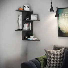 VCM Eckregal Balos 45 x 45 x 77 cm Schwarz