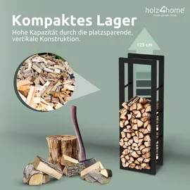 holz4home® Kaminholzregal aus Metall Schwarz inkl. Ofenhandschuh 40x25x125cm