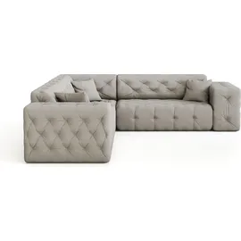 Fun Möbel Ecksofa Designersofa CHANTAL in Stoff Opera Velvet Cream Seite Universal - Beige