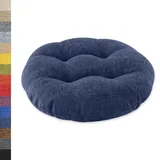 Lsjoaw Sitzkissen Rund 35cm 1 Stück Bodenkissen Rund Sitzpolster Stuhlauflage Sitzpolster Stuhlkissen Polster Auflage für Wohnzimmer Büro Konferenzraum Leinenimitat (Dunkelblau)