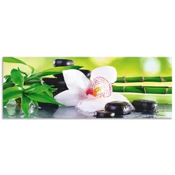 Artland Küchenrückwand »Spa Steine Bambus Zweige Orchidee«, (1 tlg.), Alu Spritzschutz mit Klebeband, einfache Montage Artland grün