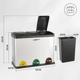 MAXCRAFT Mülleimer 54 l Silber