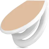 banjado Familien WC Sitz mit Absenkautomatik 44,9x37,1cm - Klobrille mit Kindersitz aus hochwertigem Polypropylen - Toilettendeckel mit Kinder Toilettensitz integriert - Farbe Sandstein