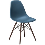 Vitra Stuhl Eames Plastic Side Chair RE 83x46.5x55 cm meerblau, Gestell: Ahorn nussbaumfarbig, Designer Charles & Ray Eames