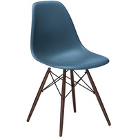Vitra Stuhl Eames Plastic Side Chair DSW 83x46.5x55 cm meerblau, Gestell: Ahorn nussbaumfarbig, Designer Charles & Ray Eames